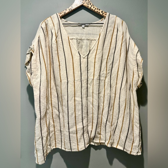 MADEWELL | Lightspun Westing Stripe Top Shirred Back Cuff Sleeves Plus Tee - Picture 2 of 6